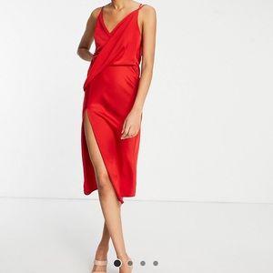 ASOS Drape Front midi slip dress